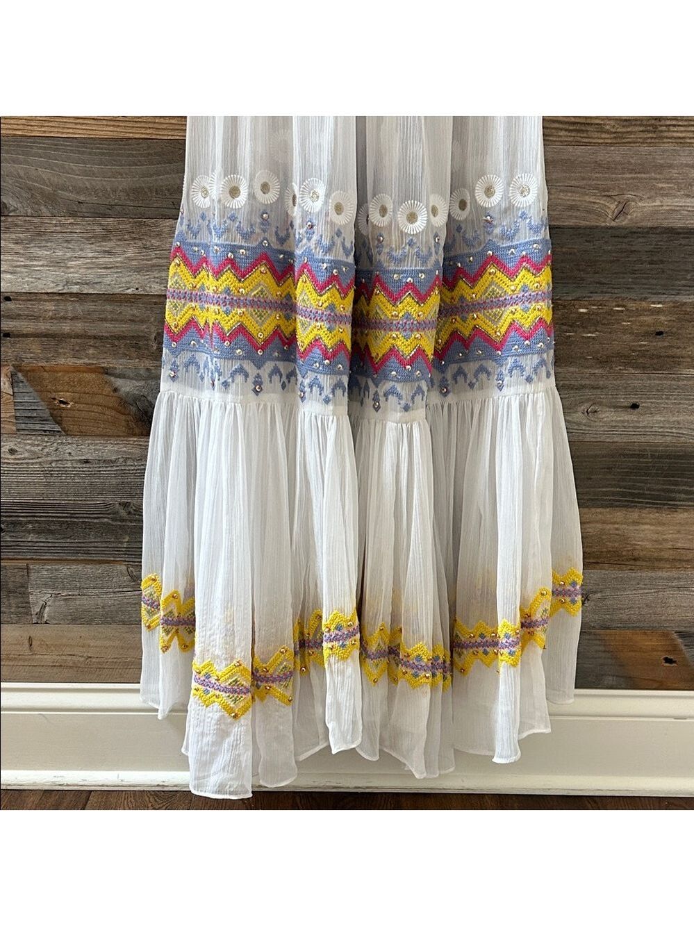Ramy Brook Sienna White Beaded Maxi Dress / Clover-up Size Small NWT - Picture 7 of 10